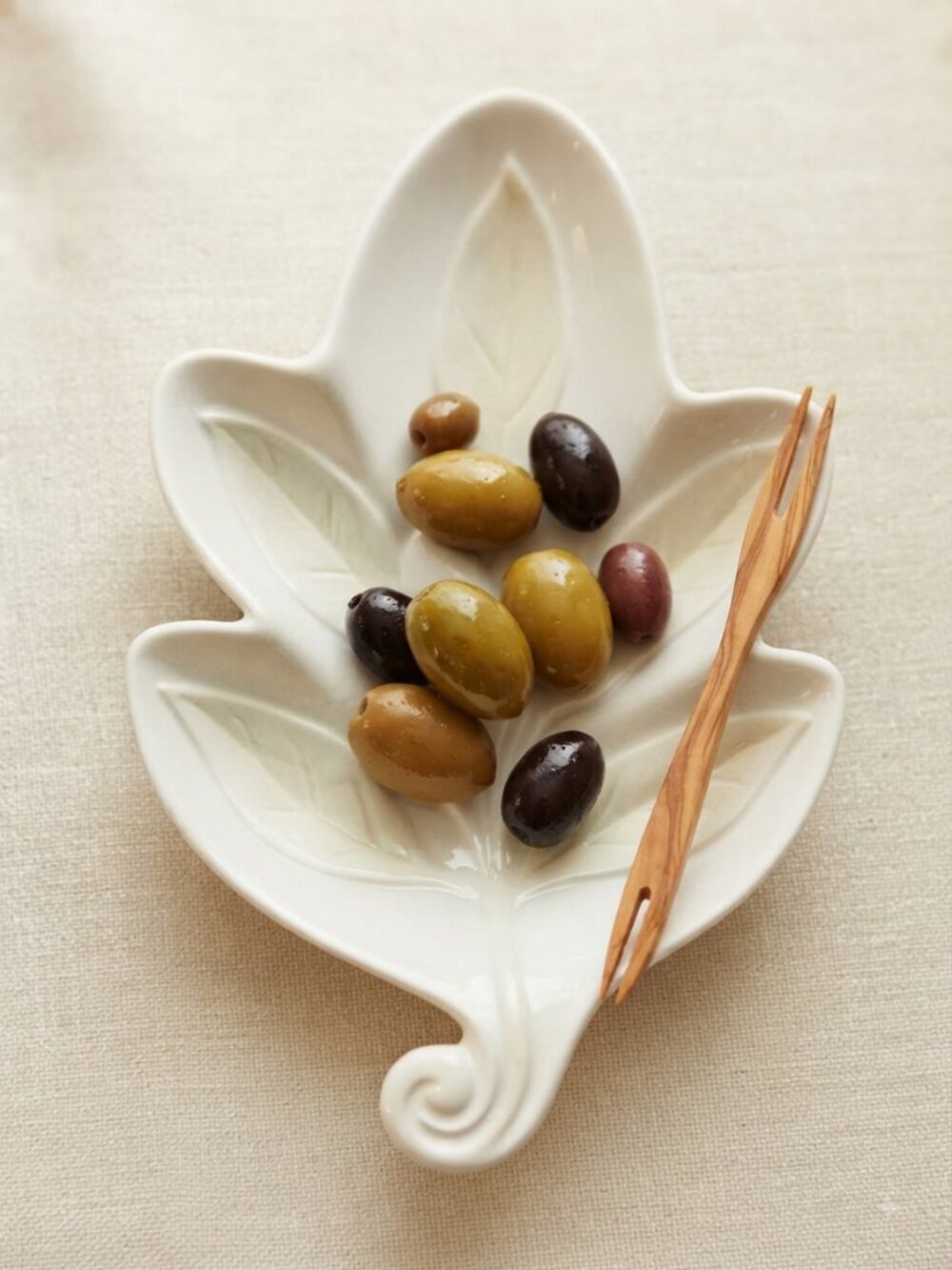 Lenox White Leaf-Shaped Ceramic Dish | Serving & Dipping Bowl